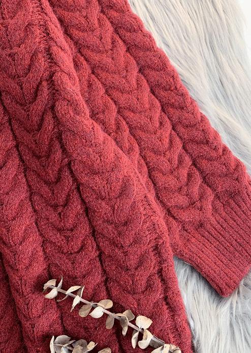 Chunky O Neck Thick Sweater Fall Wardrobes Classy Red Largo Knitted Dress