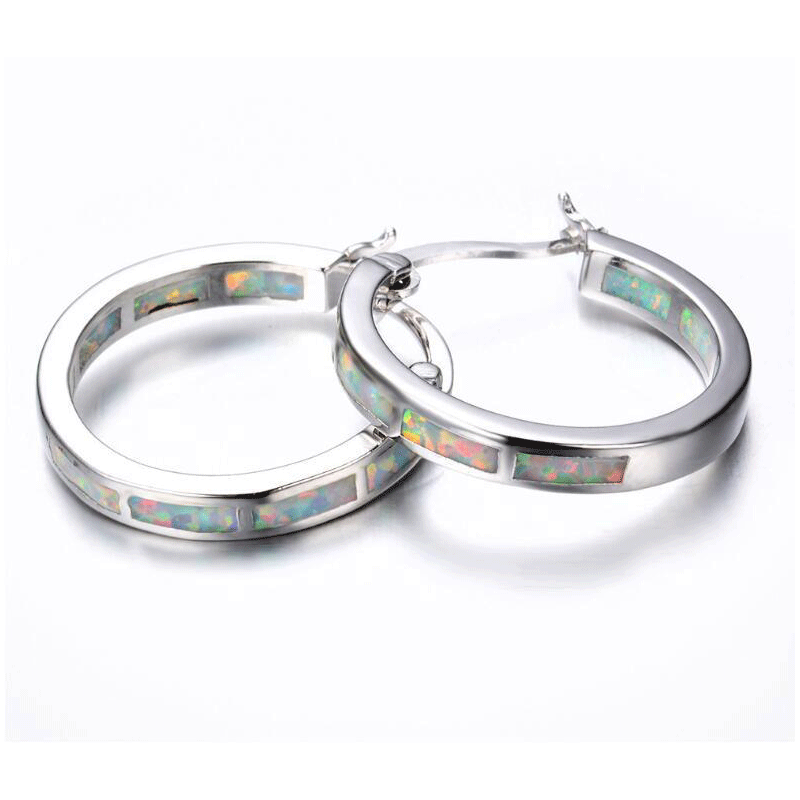 Classic Opal Hoop Earrings