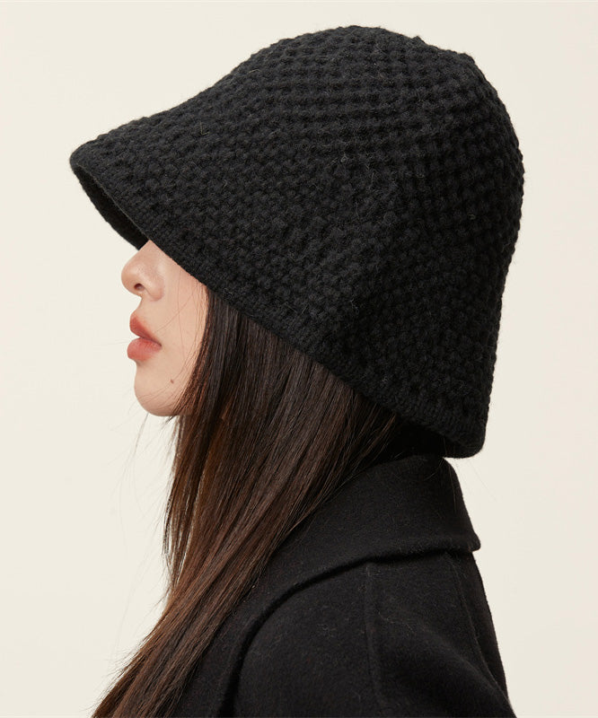 Classy Black Thick Warm Knit Bonnie Hat