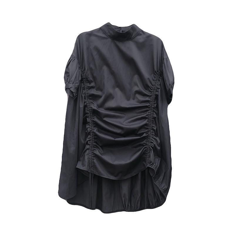 Classy O Neck Drawstring Tunics Sleeve Black Dress