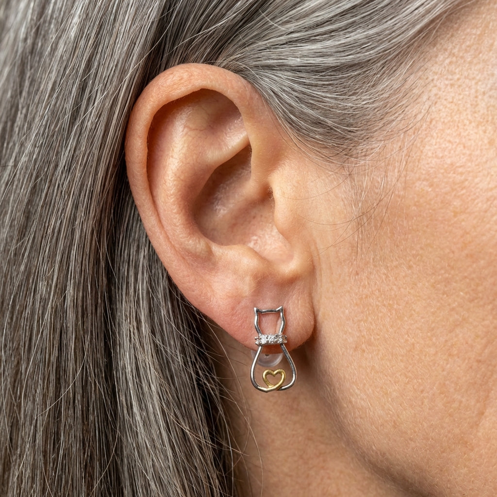 Cat Heart Earrings