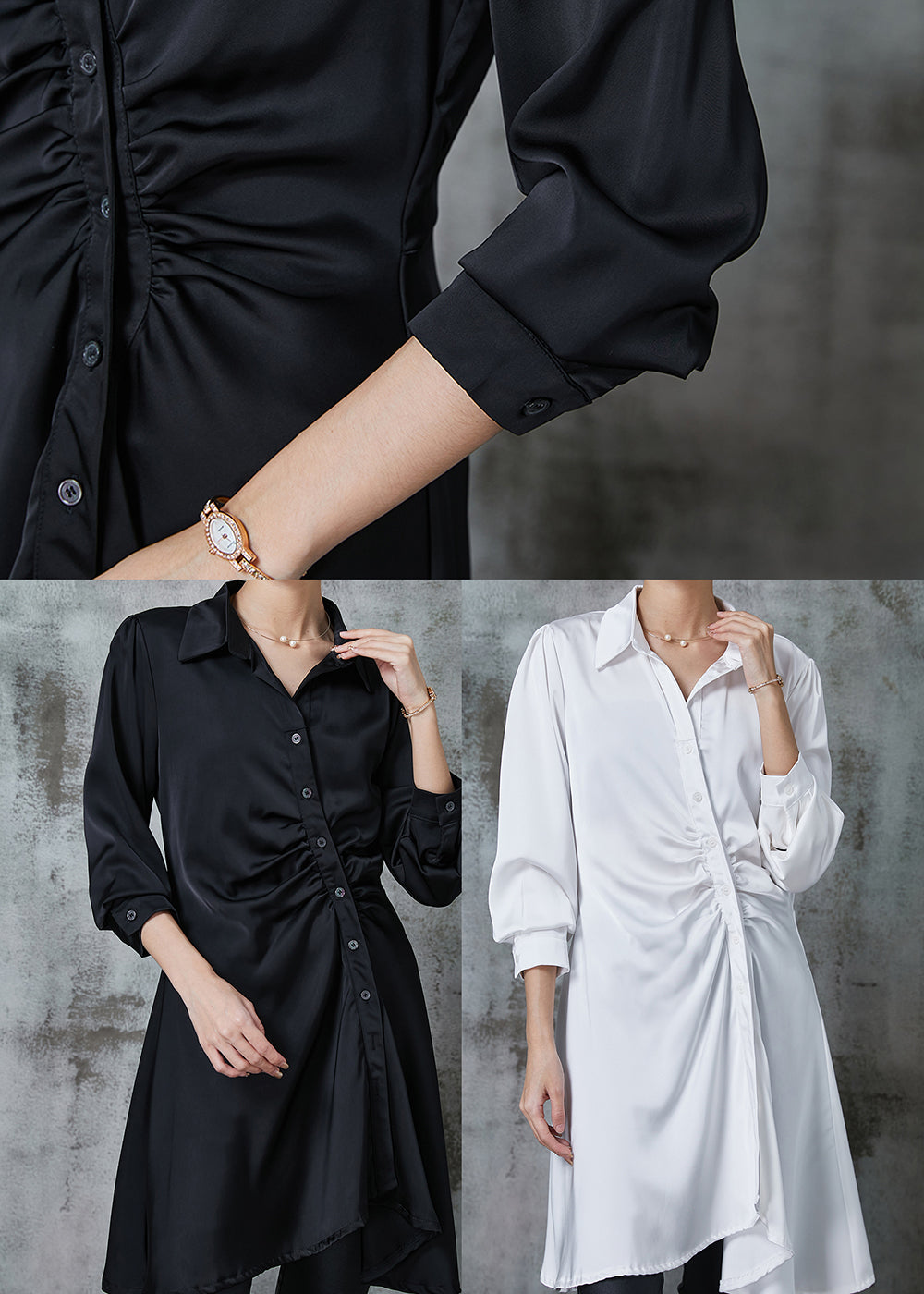 Diy Black Asymmetrical Wrinkled Chiffon Mid Dress Spring