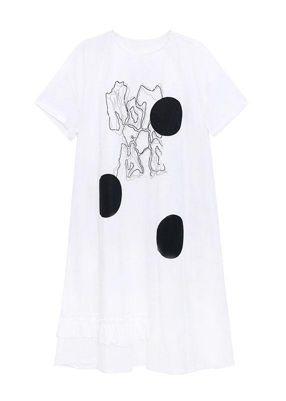 Diy Black O Neck Print Maxi Dress Short Sleeve