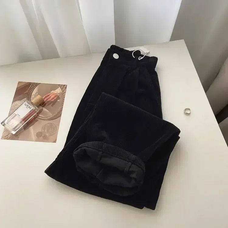 CD | Pantaloni retro cu talie înaltă din catifea pentru femei