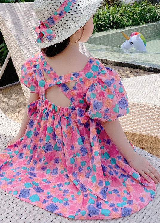 Rose Print Off the Back Patchwork Cotton Baby Dress Summer