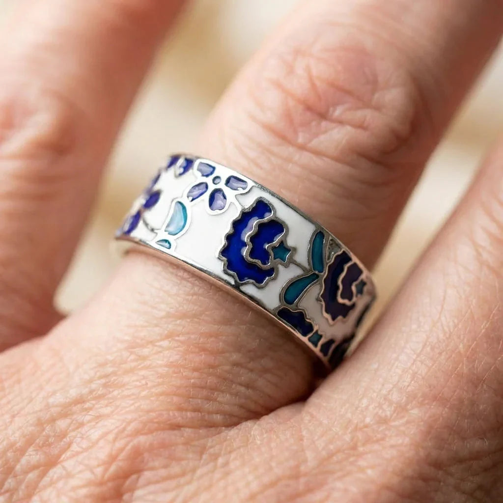 Elegant Blue Enamel Ring