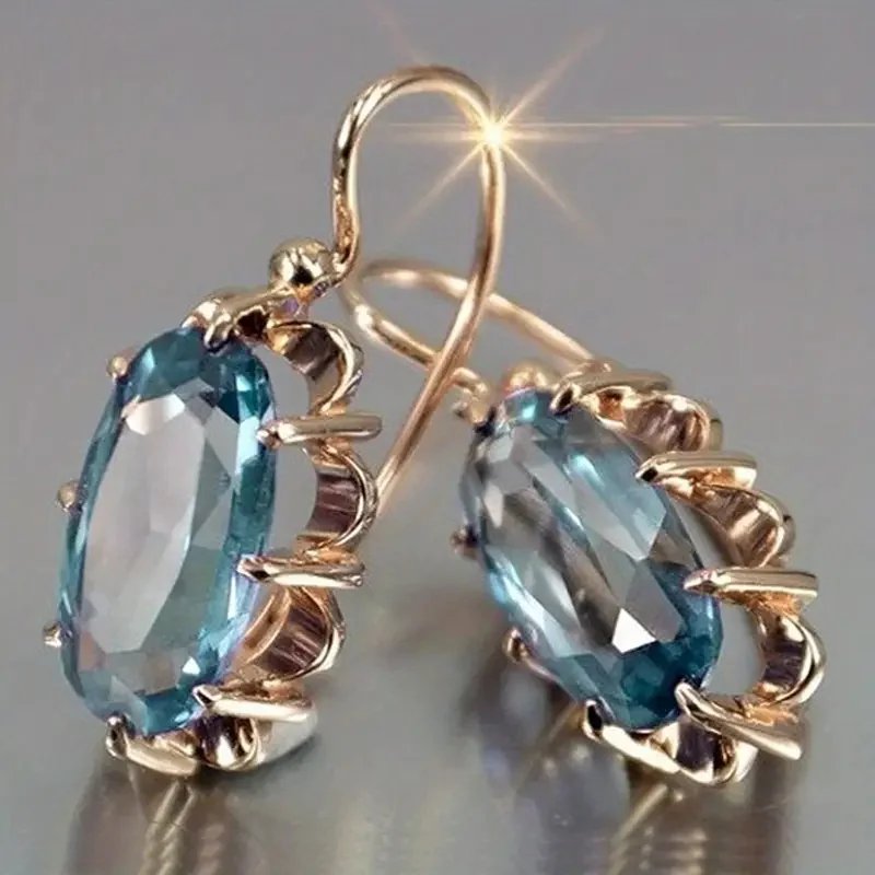 Elegant Blue Zircon Earrings