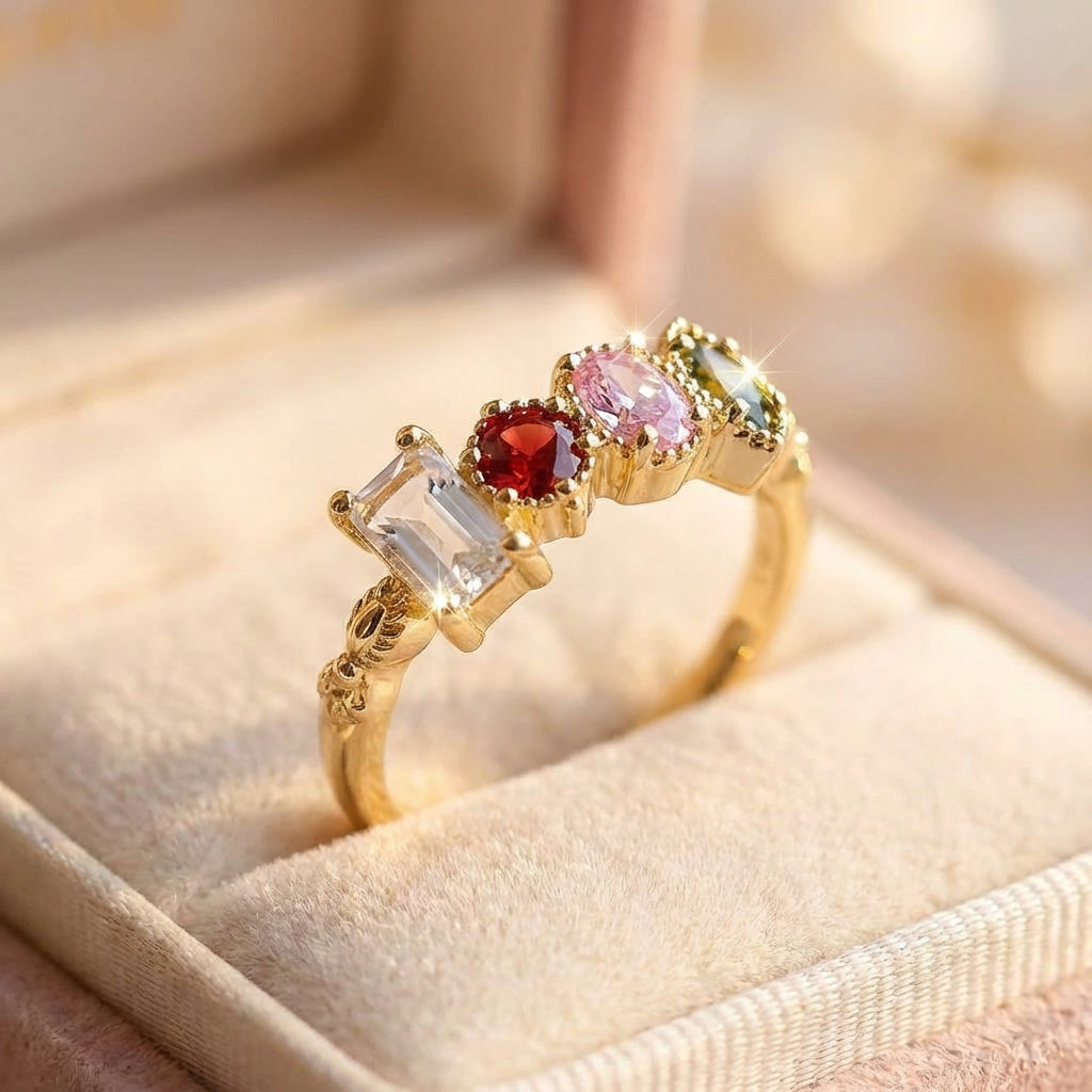 Elegant Colorful Zircon Ring