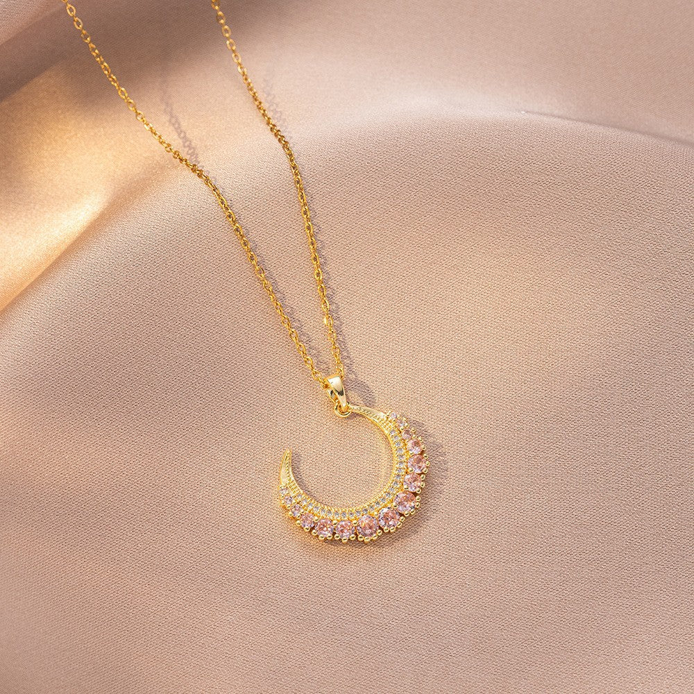 Elegant Crystal Moon Necklace