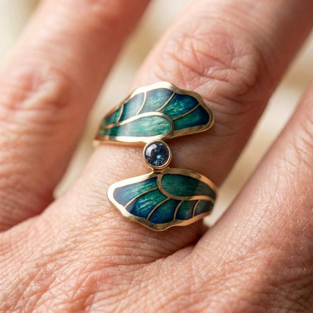 Enamel Leaf Ring