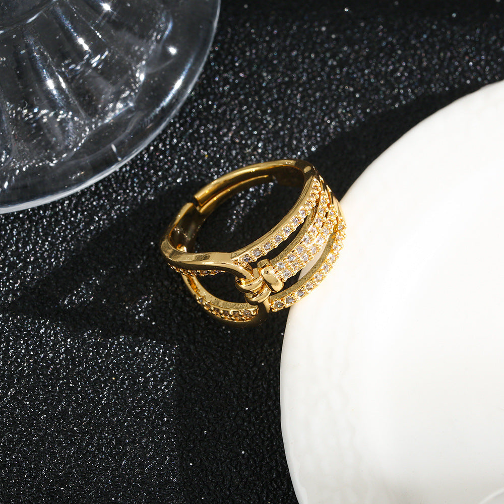 Elegant Gold Crystal Ring