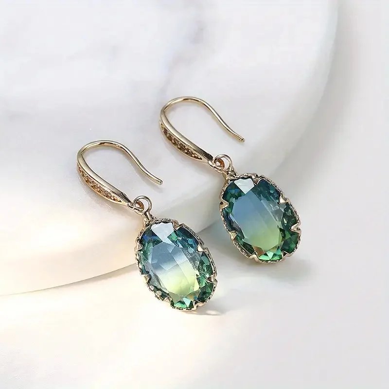 Elegant Green Zircon Earrings