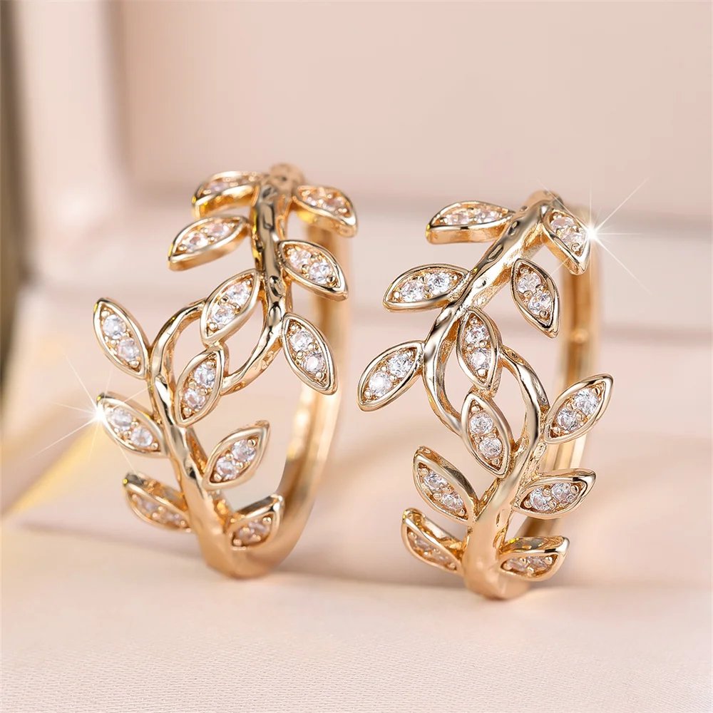 Elegant Leaf Hoop Earrings