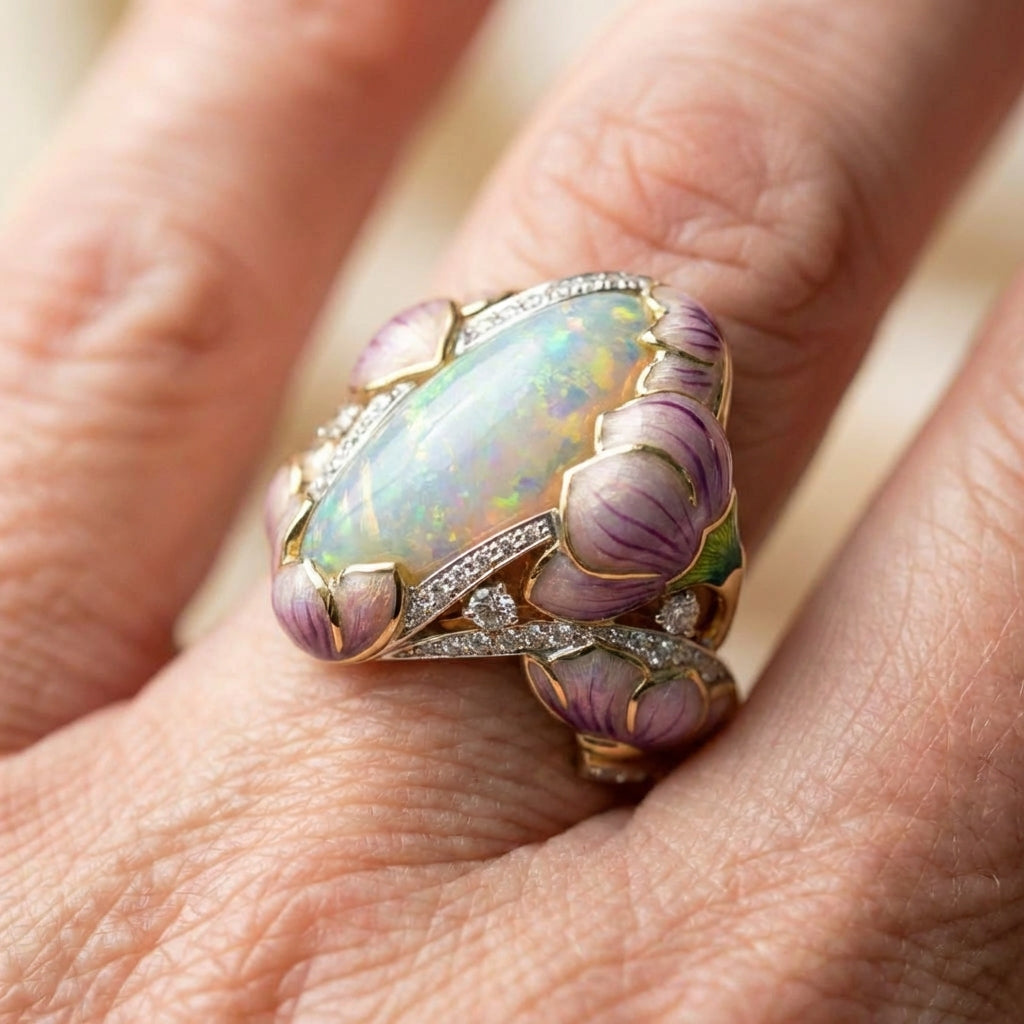 Lotus Opal Ring