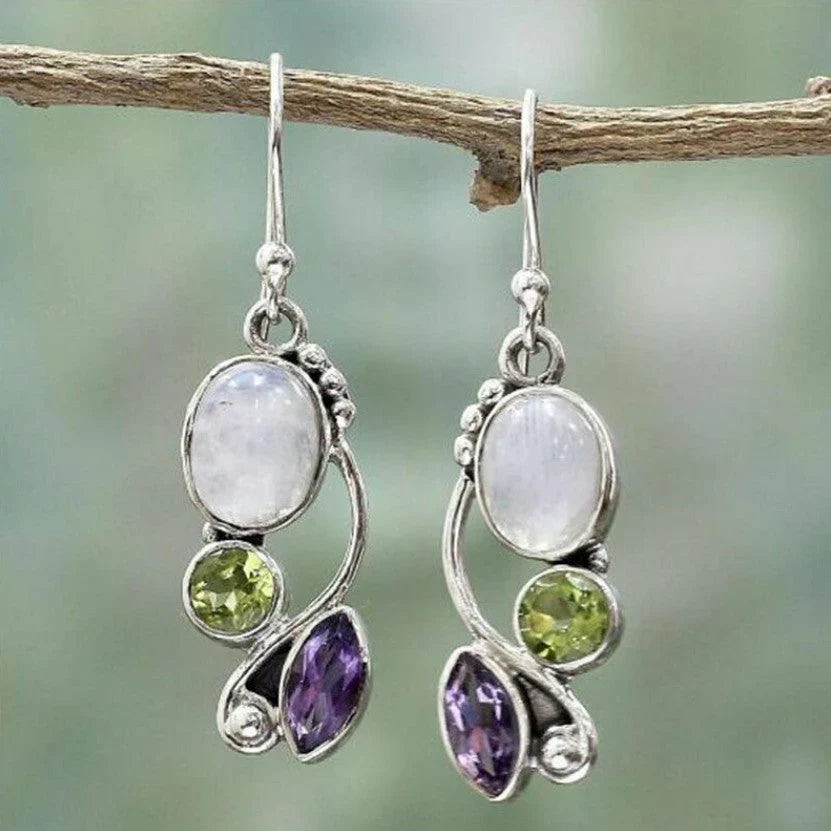 Elegant Moonstone Amethyst Earrings