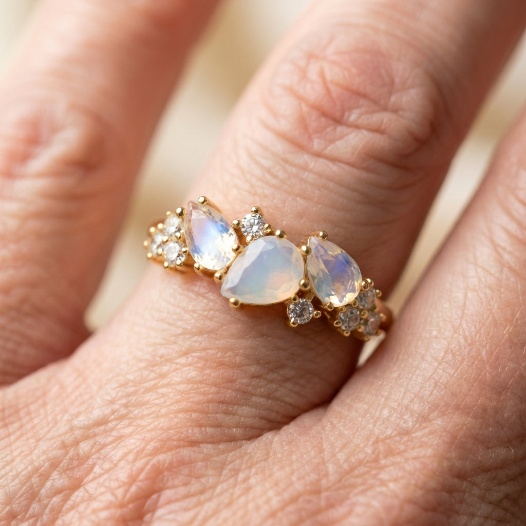 Moonstone Crystal Ring