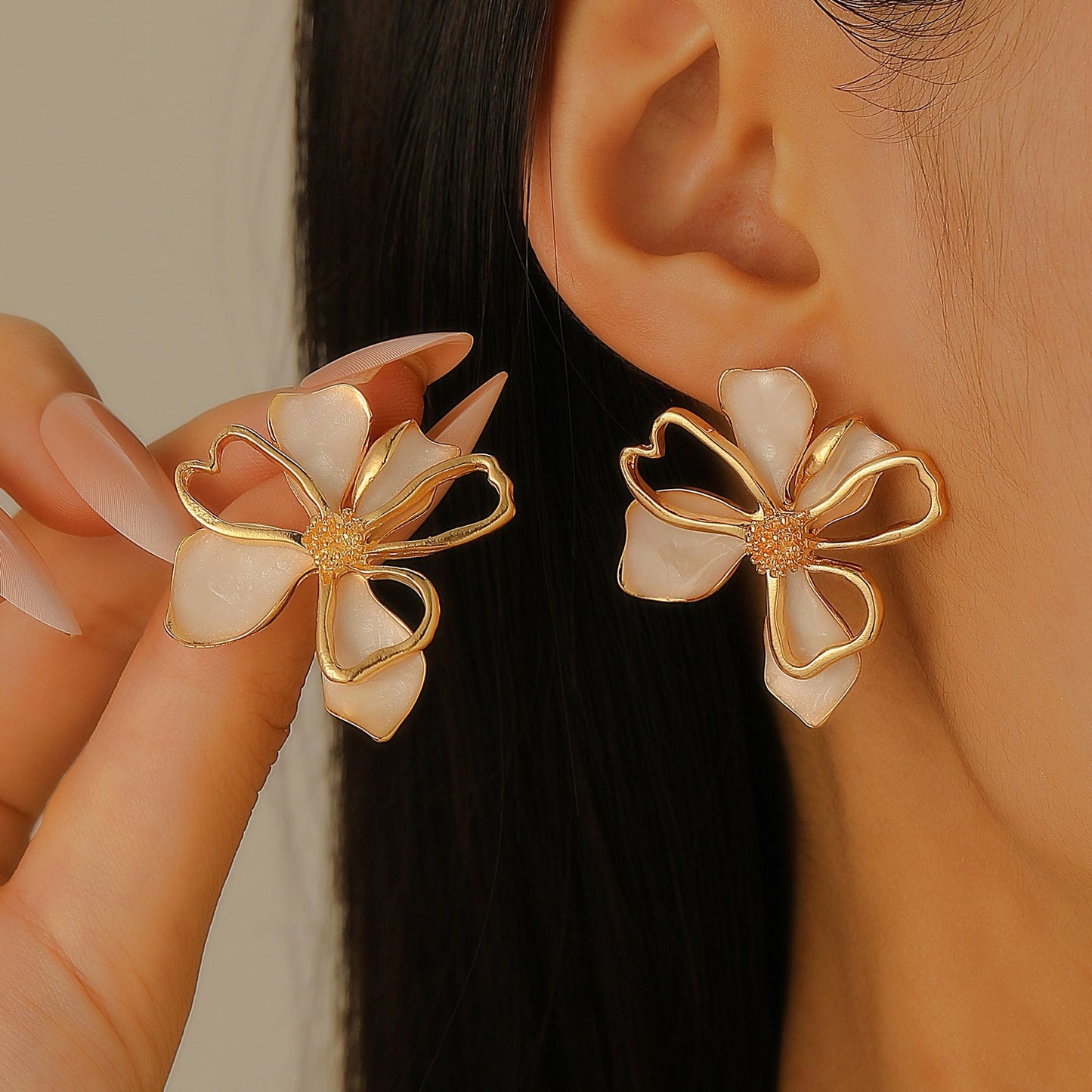 Elegant Opal Flower Earrings