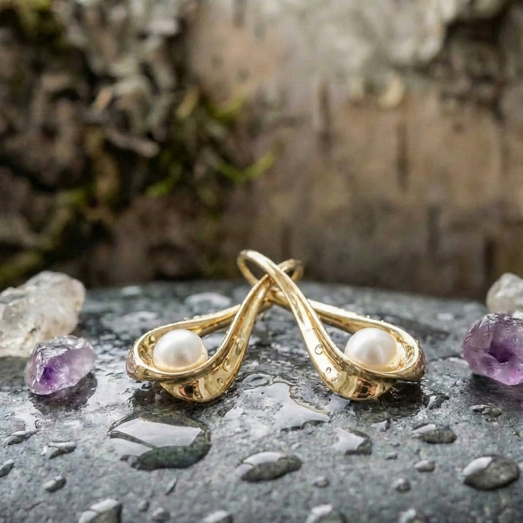 Elegant Pearl Gold Earrings