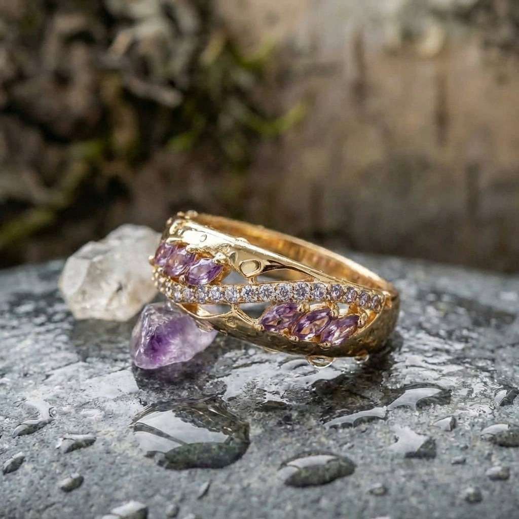 Elegant Purple Cubic Zirconia Ring