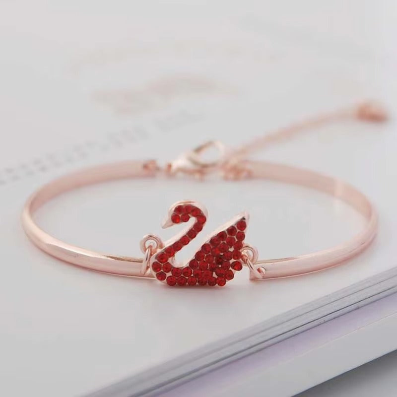 Elegant Ruby Swan Bracelet