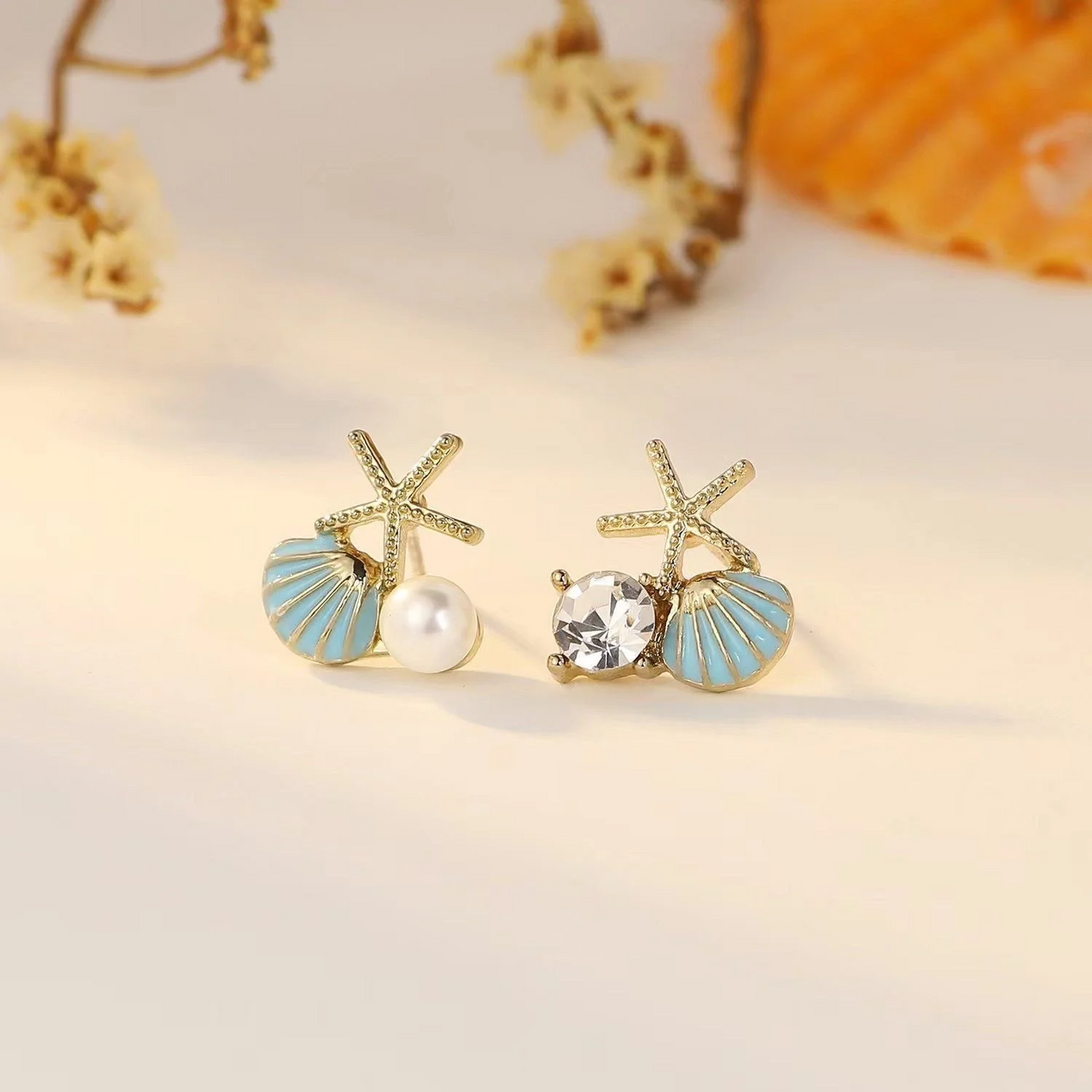 Elegant Starfish Pearl Earrings