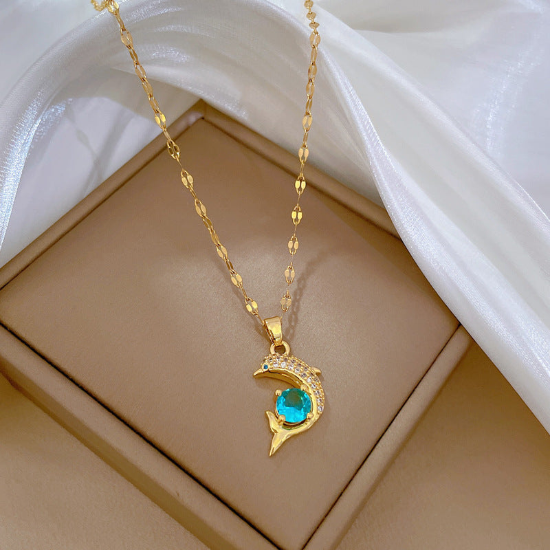 Elegant Turquoise Dolphin Necklace
