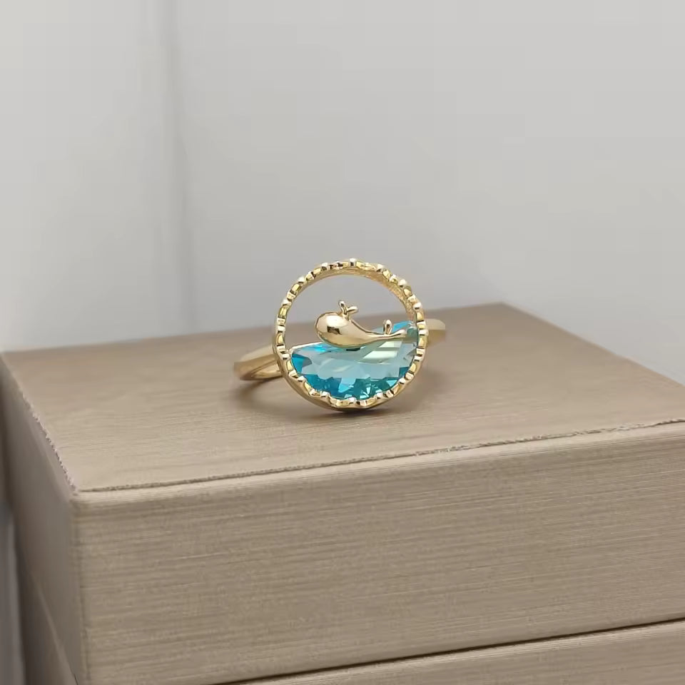 Elegant Whale Topaz Ring