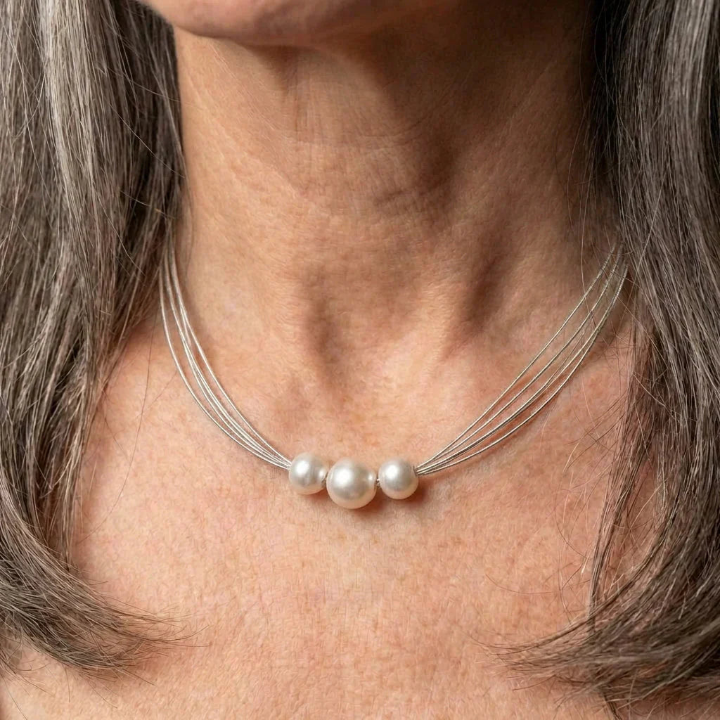 White Pearl Layered Necklace