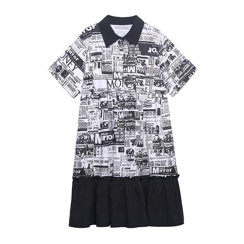 French Print Patchwork Cotton Turn-down Collar Summer Dresses