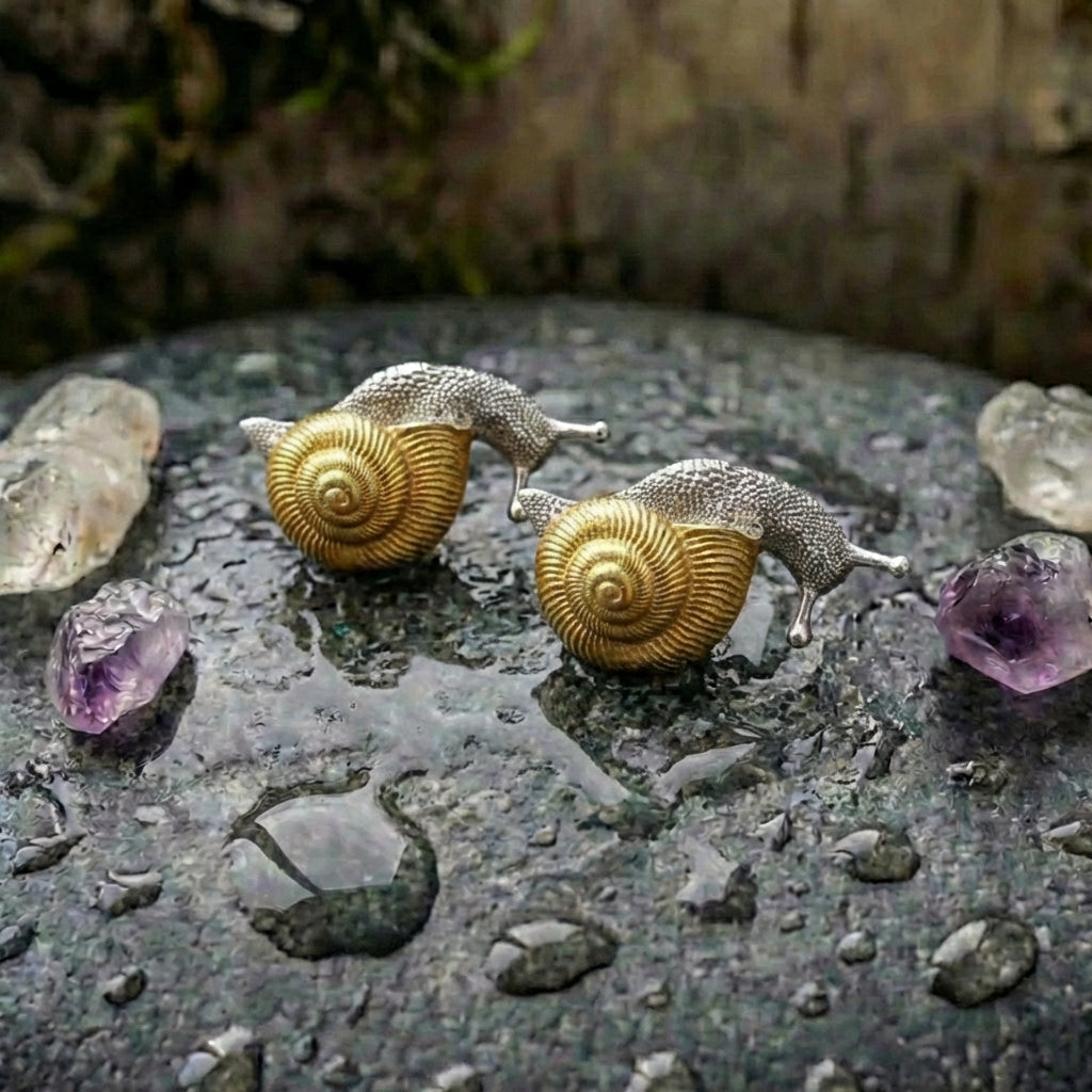 Vintage Gold Snail Earrings