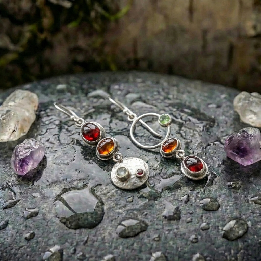 Vintage Garnet Dangle Earrings