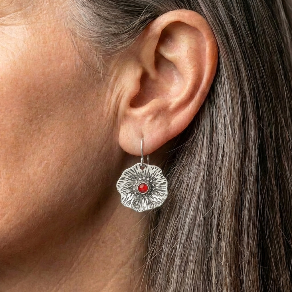 Flower Red Earrings