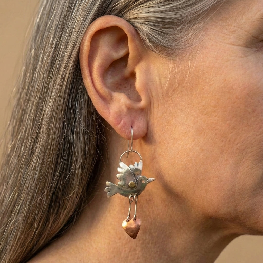 Romantic Bird Heart Earrings
