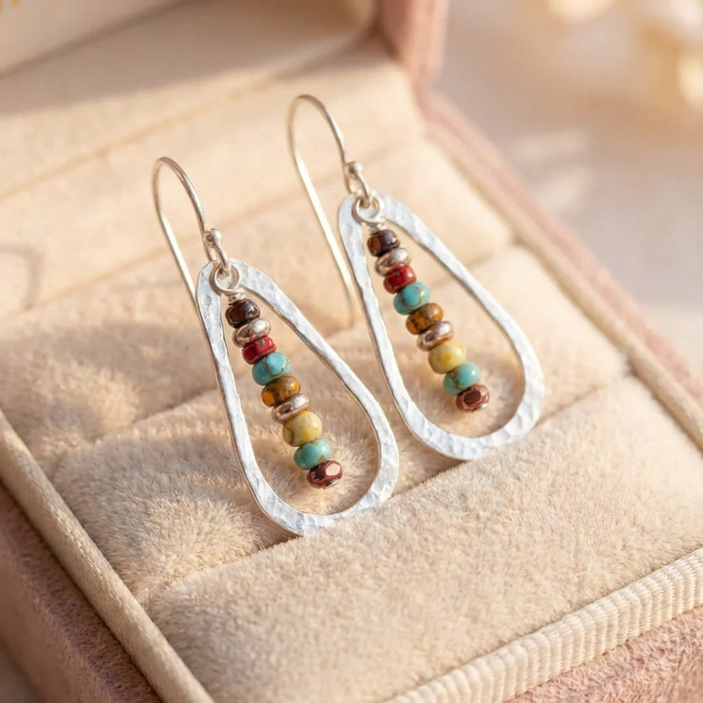Vintage Beaded Teardrop Earrings