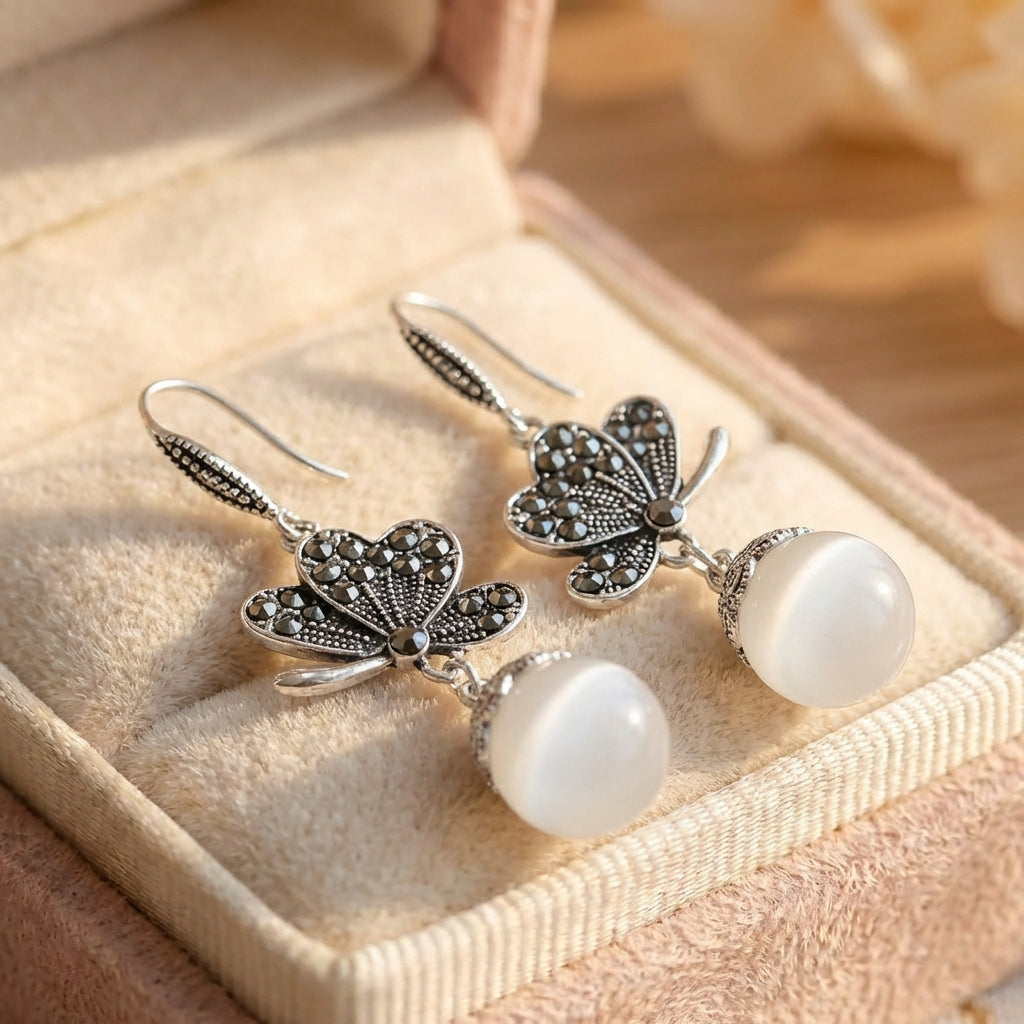 Bohemian Butterfly Pearl Earrings
