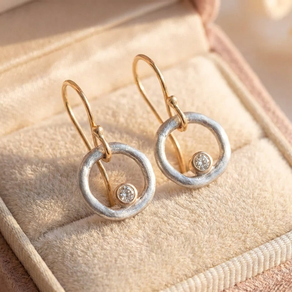 Vintage Gold & Silver Zirconia Earrings