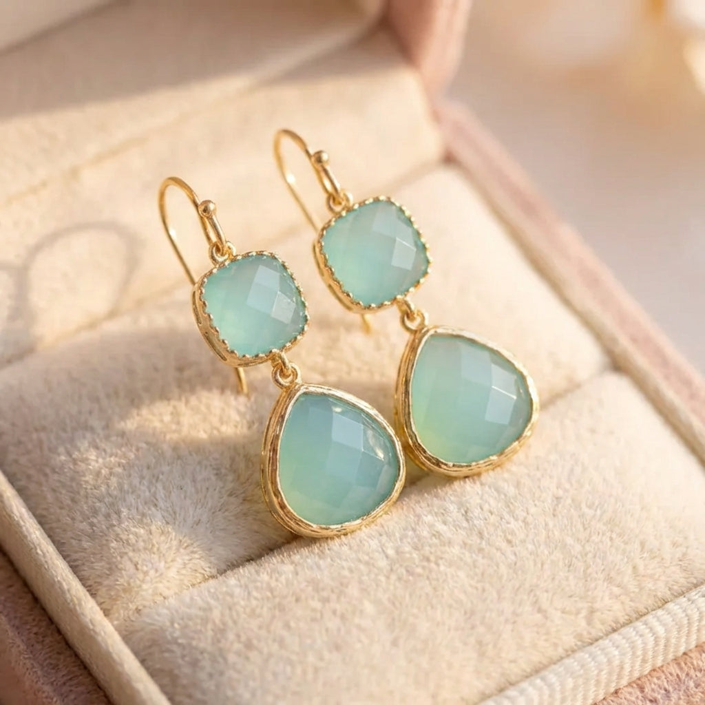 Vintage Turquoise Moonstone Earrings