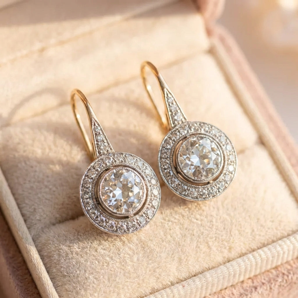 Vintage Silver Earrings With Zirconia