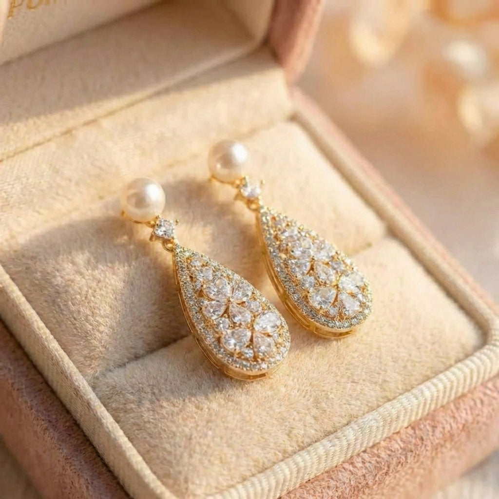 Vintage Bright & Pearl Earrings