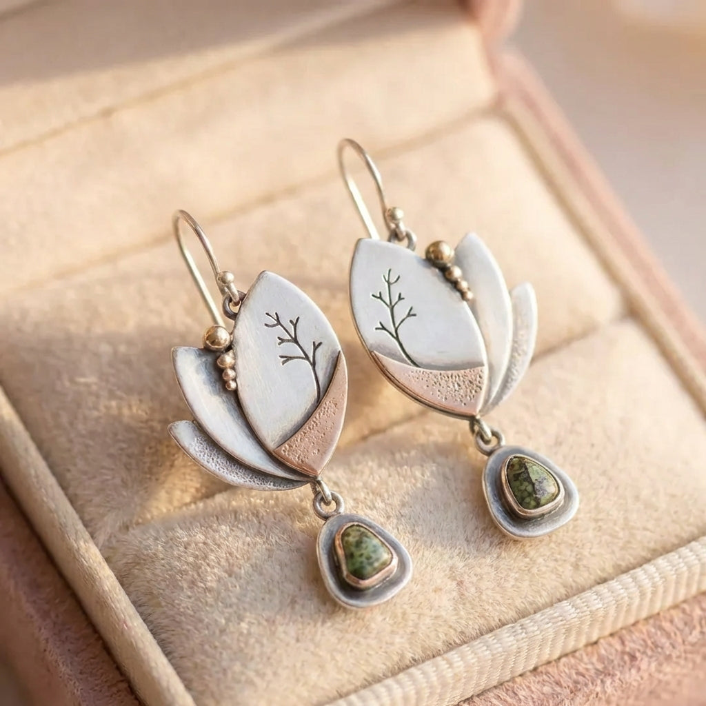 Silver Rose Gold Long Dangle Earrings