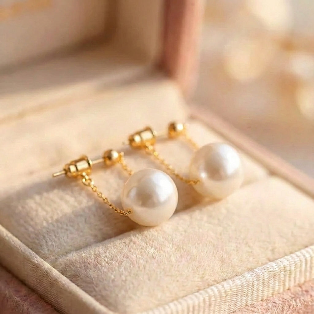 Elegant Pearl Pendant Earrings