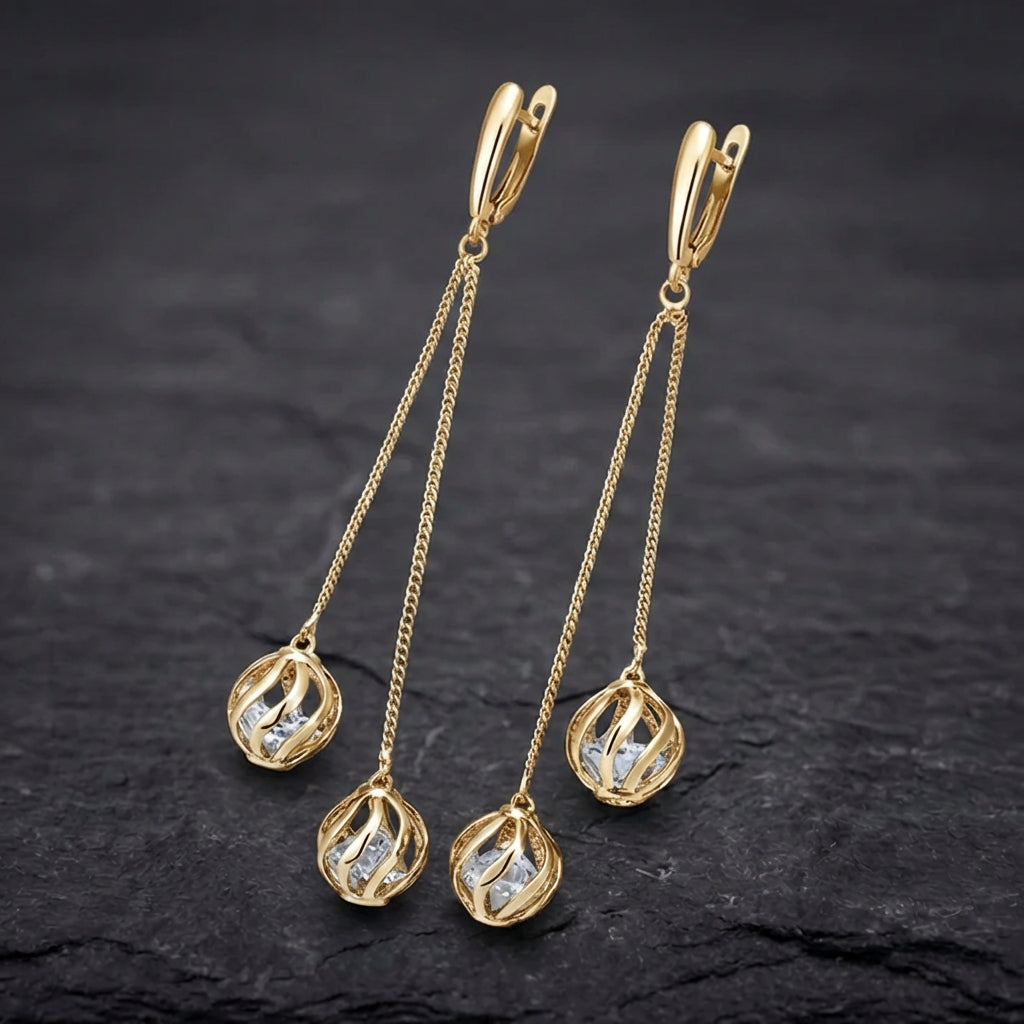 Vintage Tassel Dangle Rose Gold Earrings