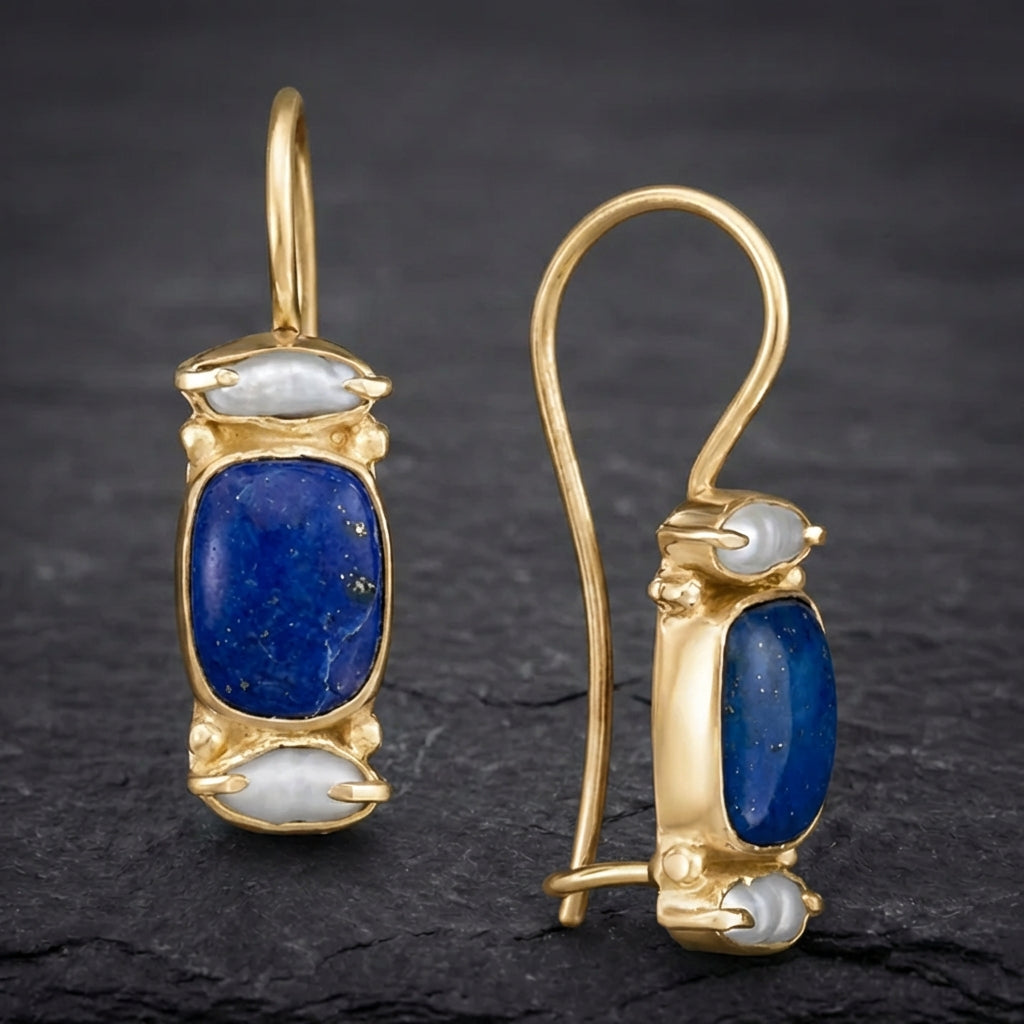 Vintage Blue Stone Dangle Earrings
