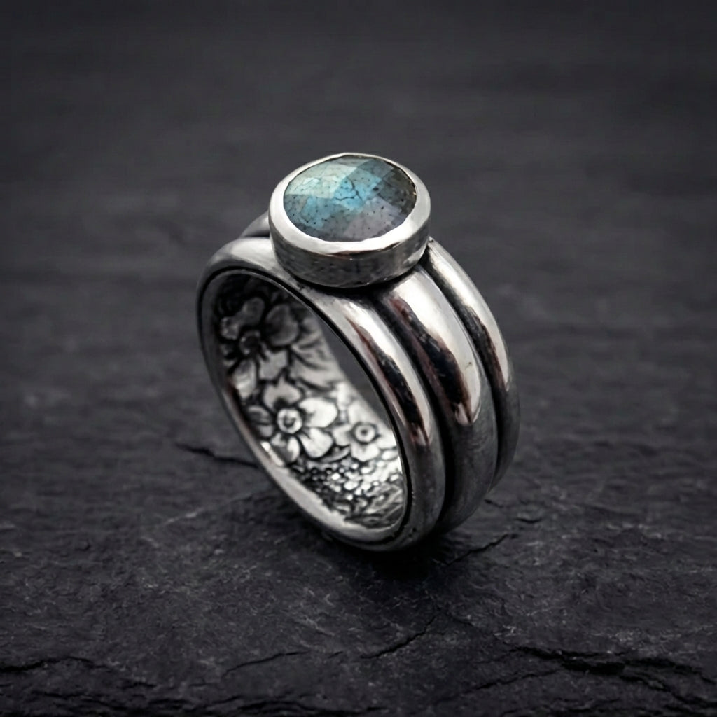 Vintage Blue Stone Layered Ring