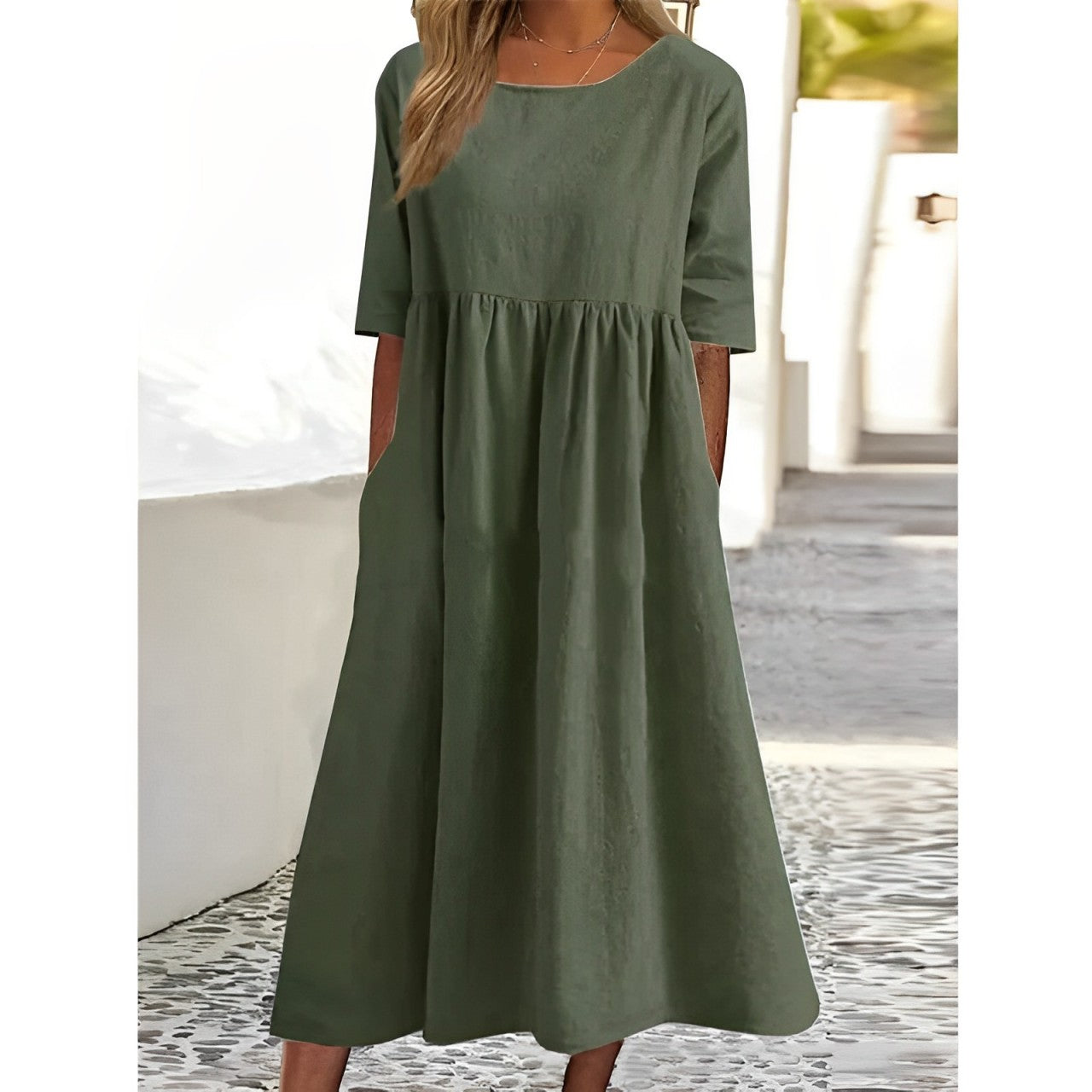 CD | Rochie midi unicoloră