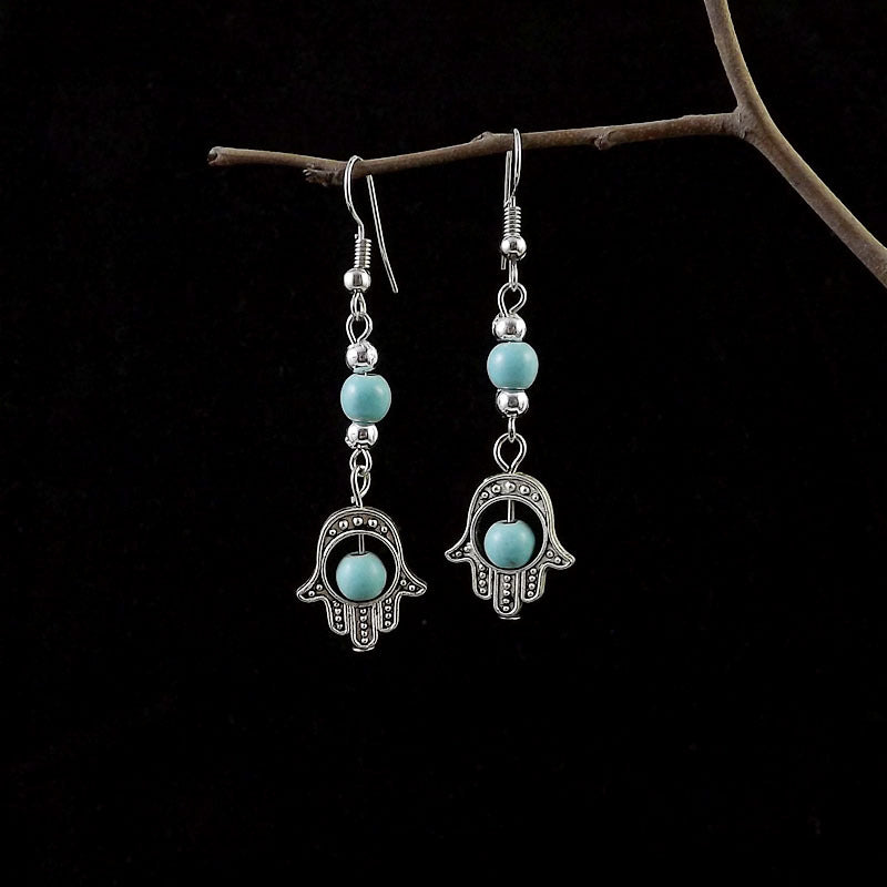 Hamsa Larimar Earrings