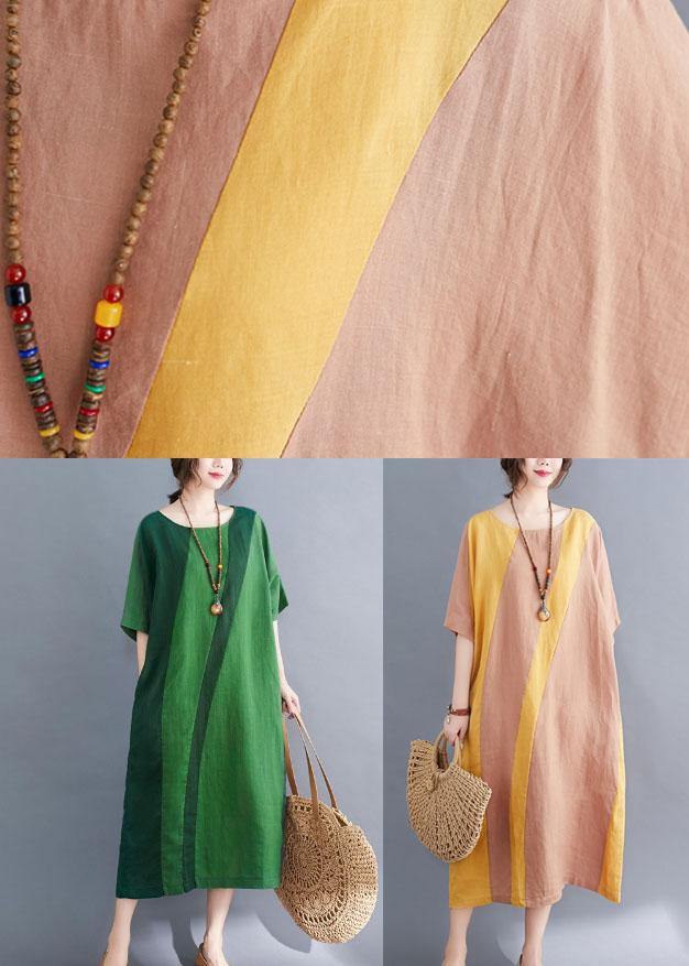 Handmade Gray Ink Painting O-neck Patchwork Summer Vacation Dresses Half Sleeve