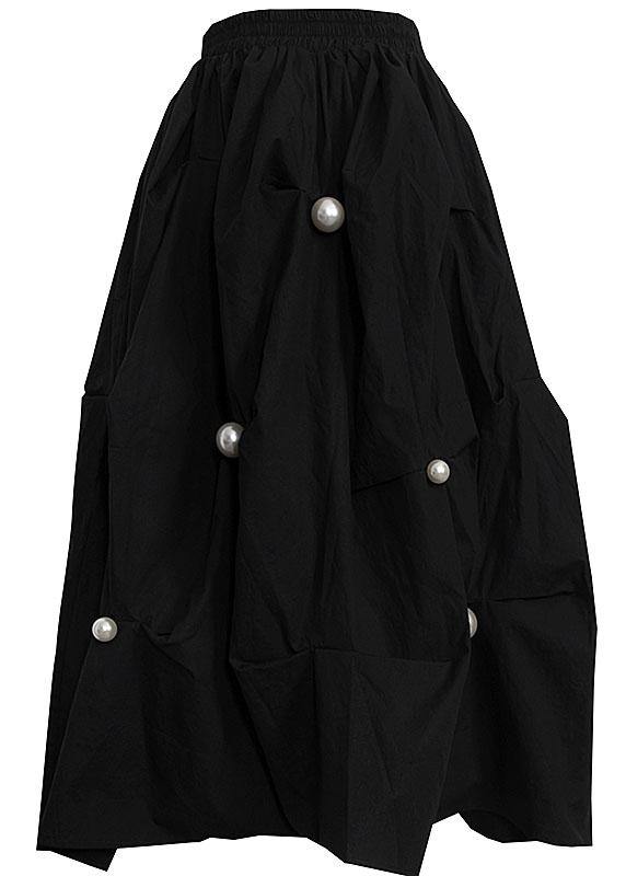 High Waist Style Black Nail Bead Summer a Line Skirts