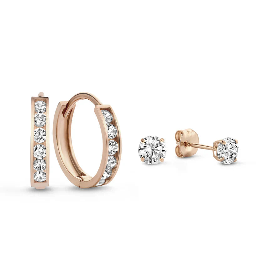 Dara Brillane Stone Earrings Set | White Gold