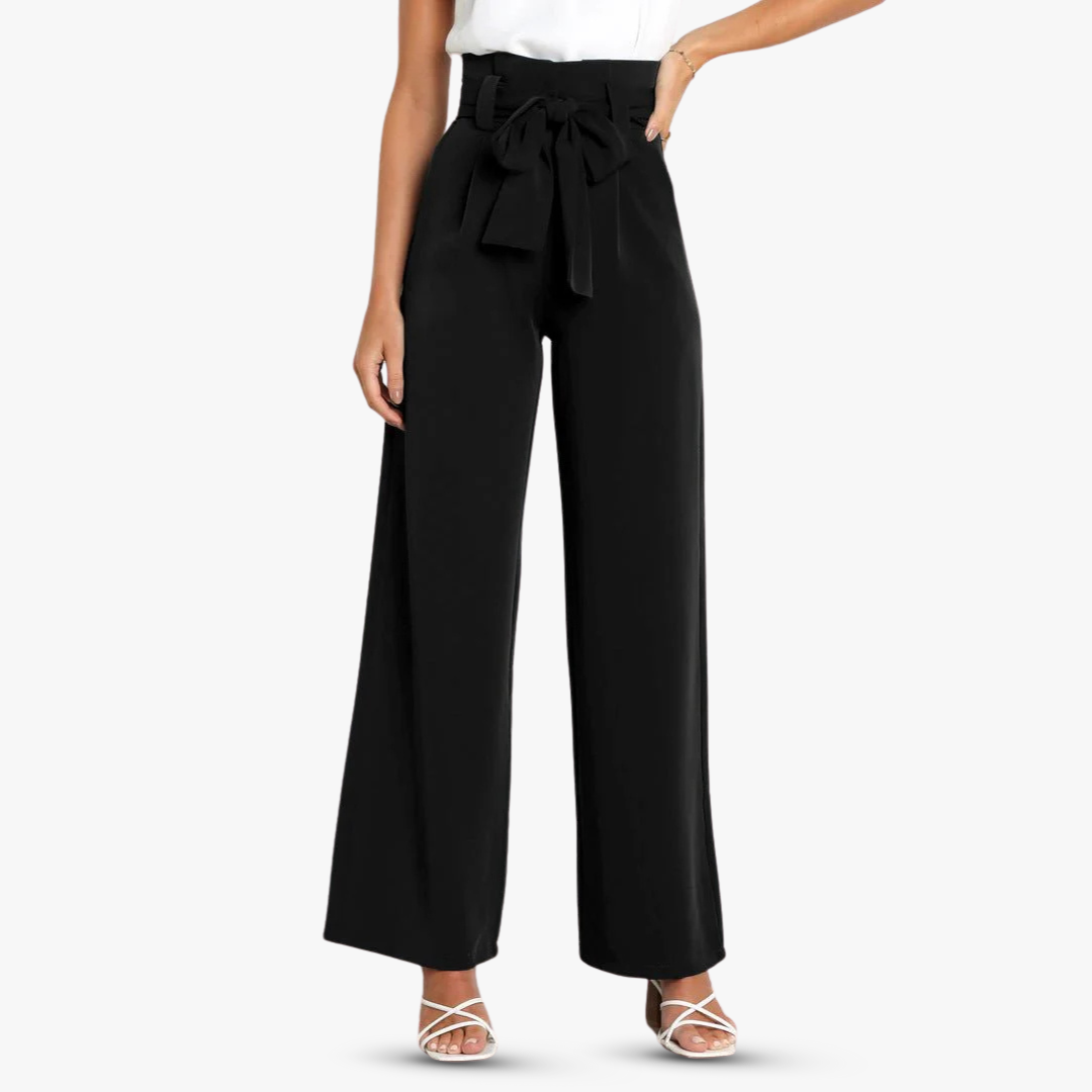 CD | Pantaloni largi din material textil pentru femei cu curea cu cravată